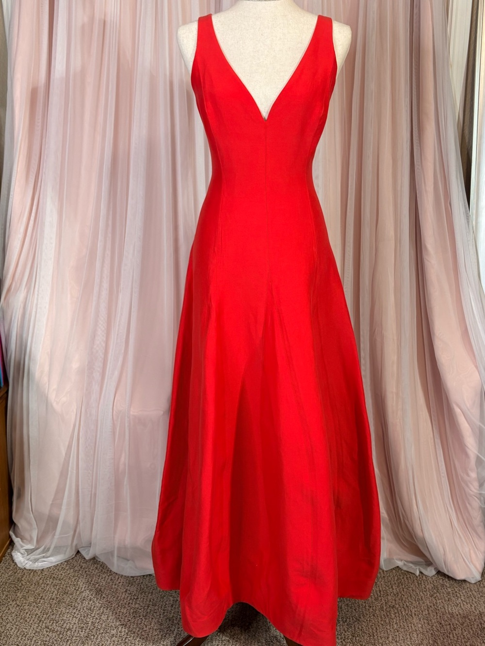 Halston Heritage Red V-Neck Maxi Dress